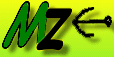 Logo van website www.aandezwier.nl met gele achtergrond links rood bruine m inmidden zwarte z dan rechts zwarte pijl wijzend naar links